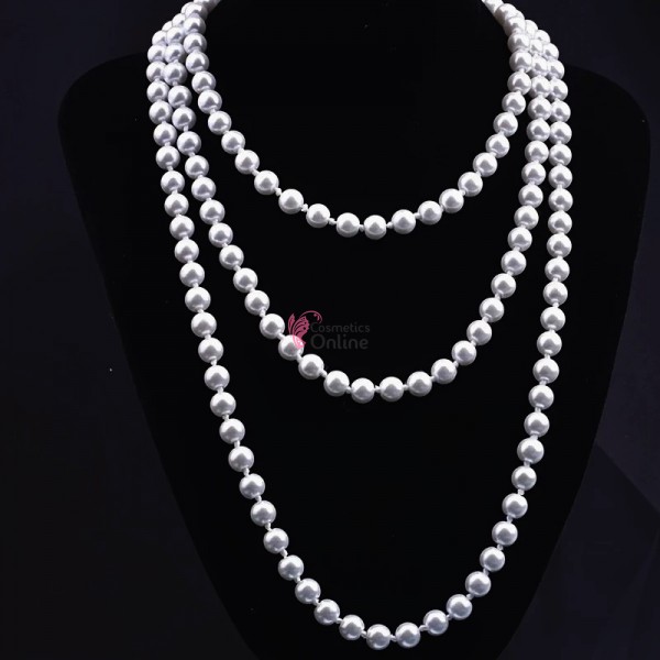 Colier  elegant AS45GG cu perle din sticla Argintiu